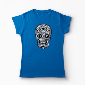 Tricou Craniu Geometric - Femei-Albastru Regal